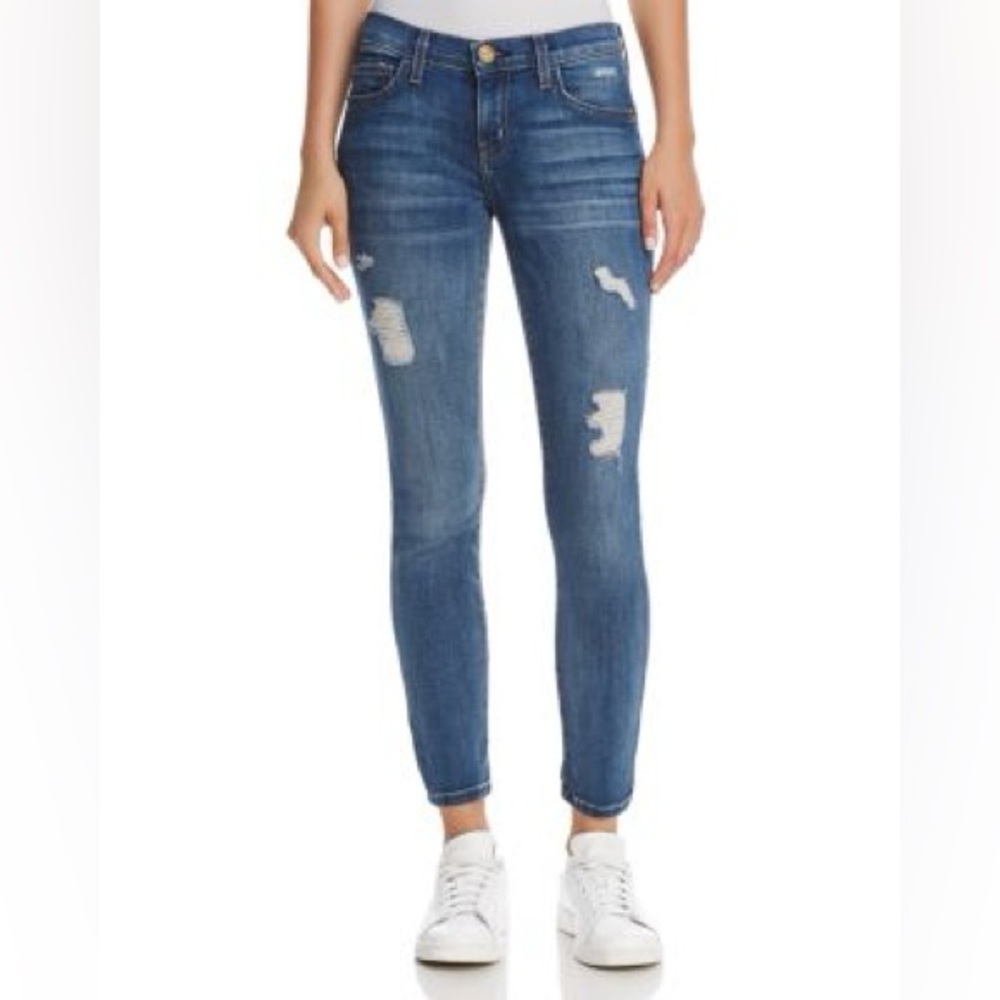 Current/Elliott | High-Waist Distressed Stiletto Skinny Jeans, size 25